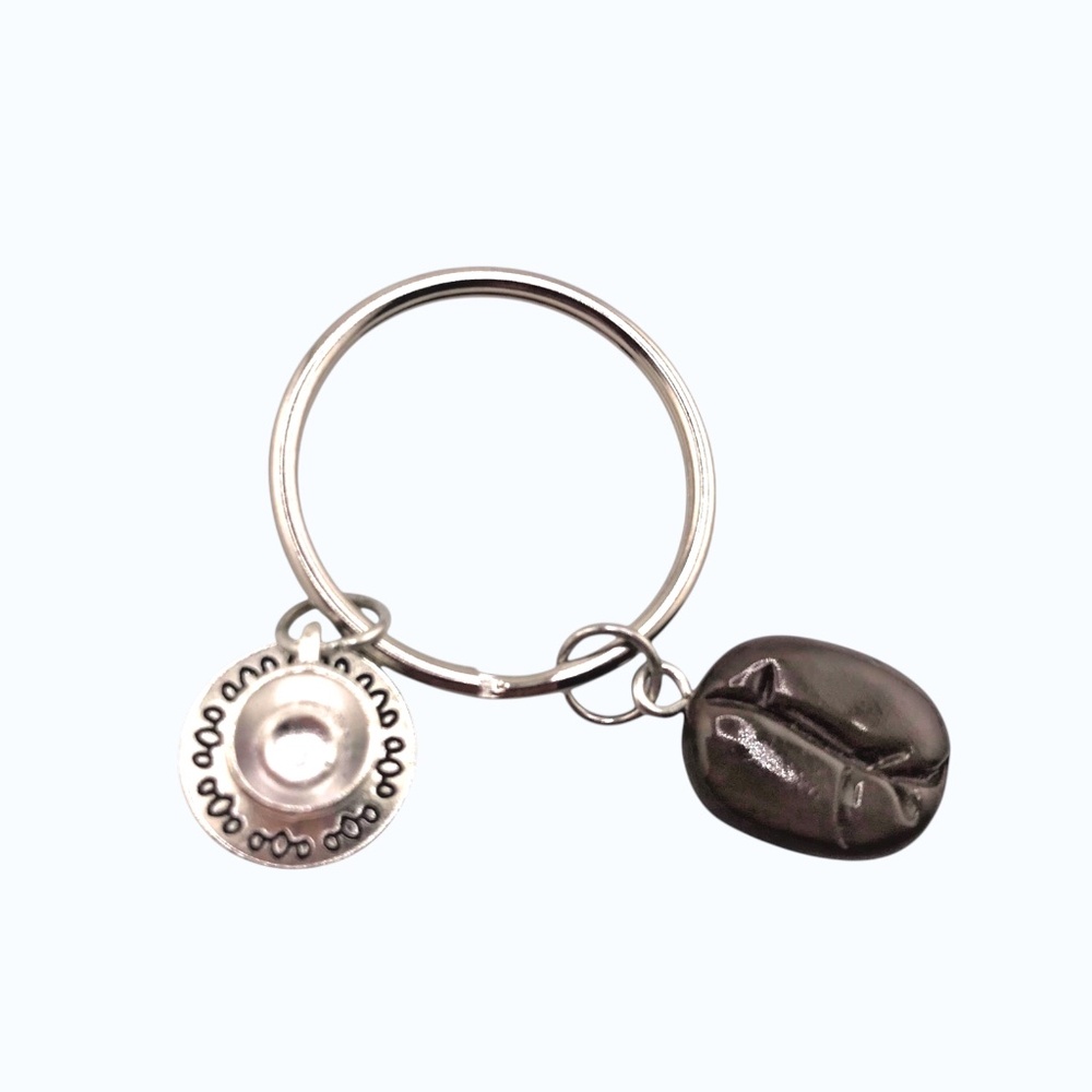 Coffee Bean And Mug Coffee Lovers Barista Keychain